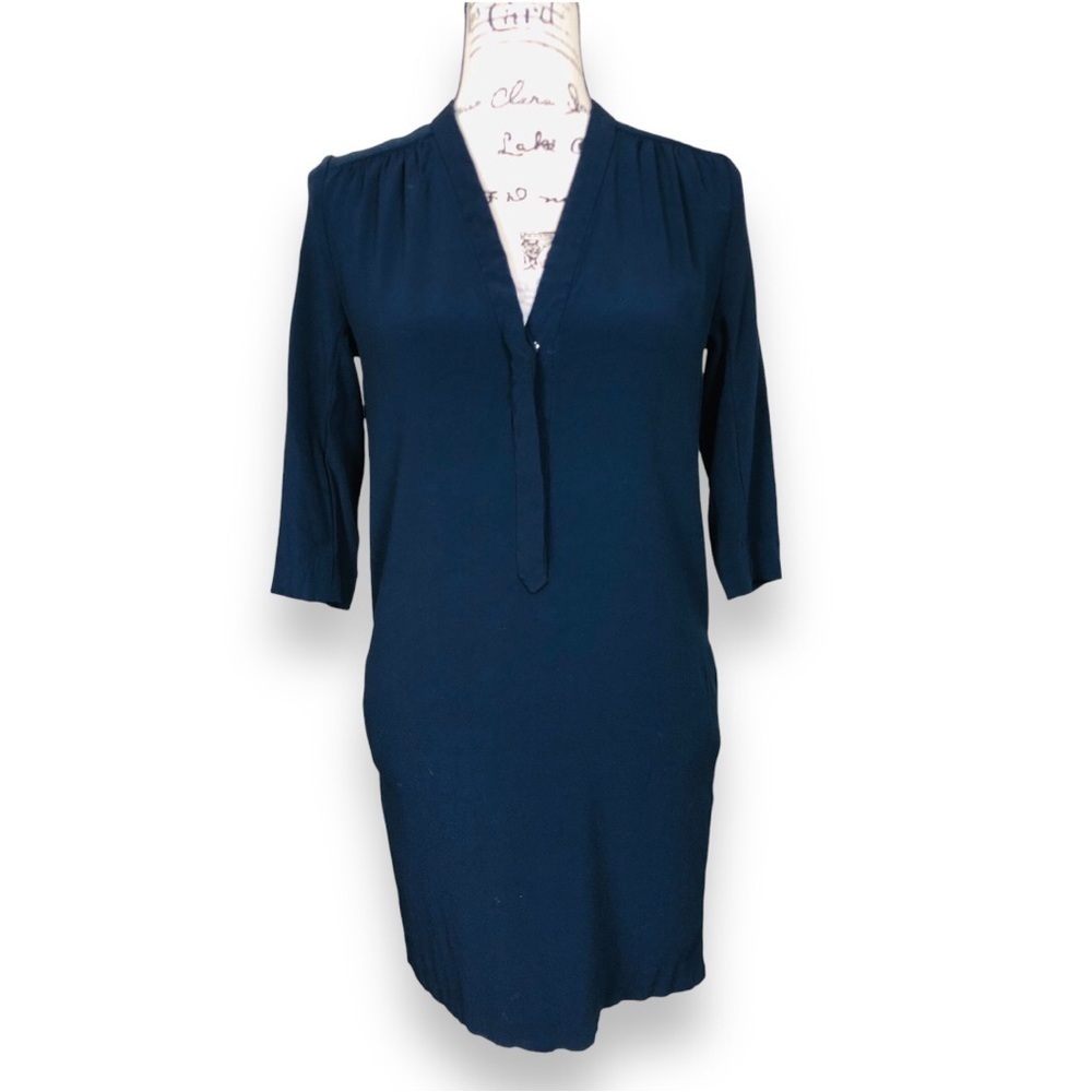 Sandro Paris V Neck Shift Dress Deep Blue